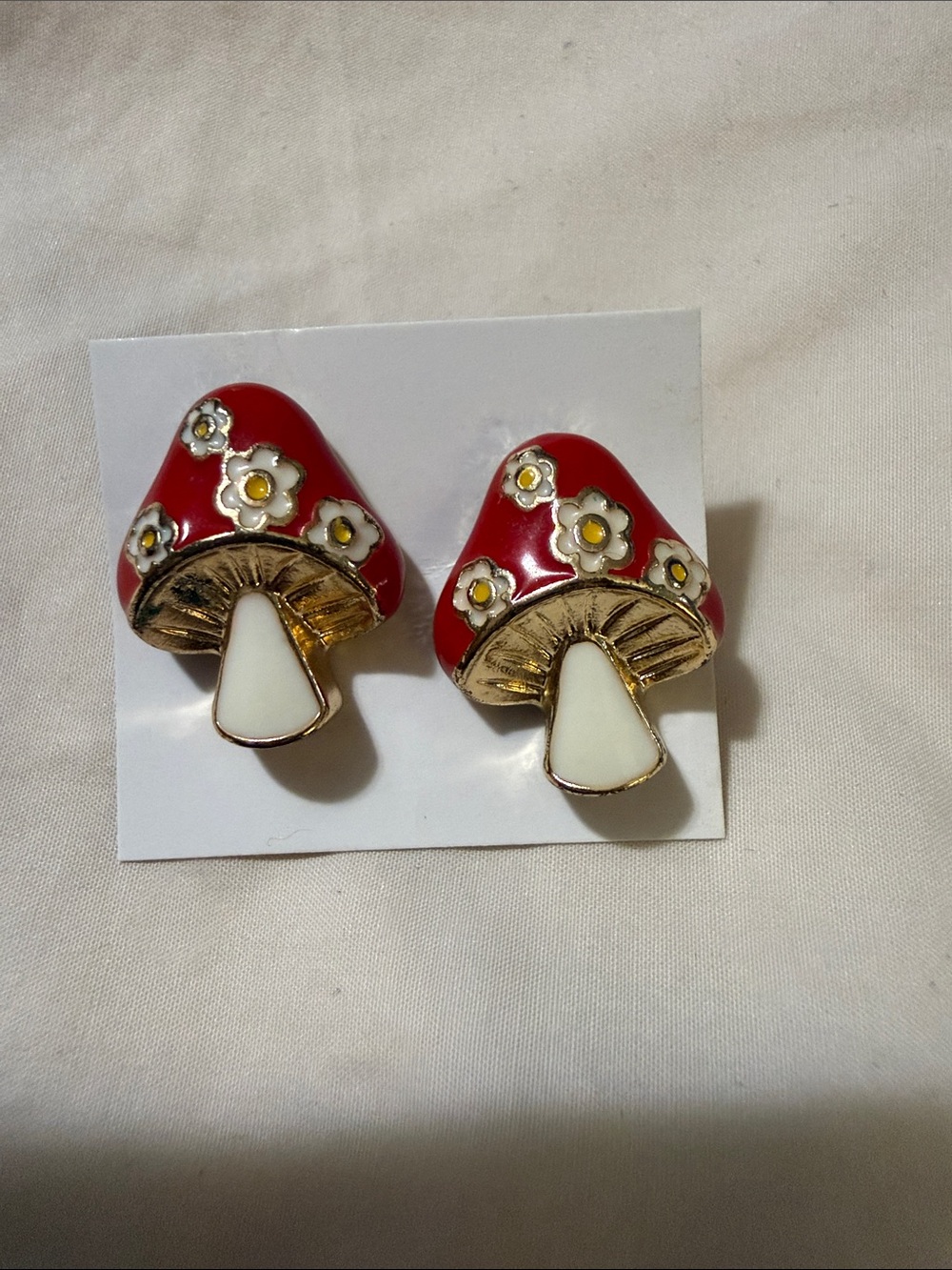 Red Mushroom Flower Stud Earrings - Charming Women's Accessories